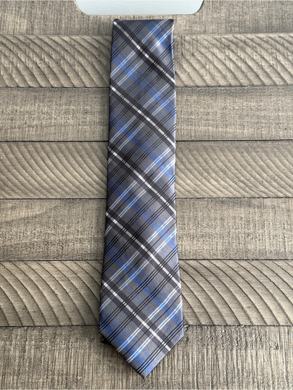 Pronto Uomo Gray Blue Plaid Men’s Tie